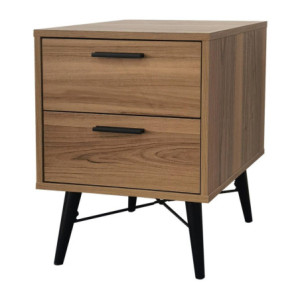 Comodino 2 Cassetti Dakota 40x40x52 Naturale/nero