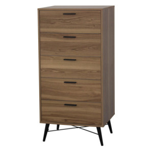 Cassettiera 5 Cassetti Dakota 60x40x122 Naturale/nero