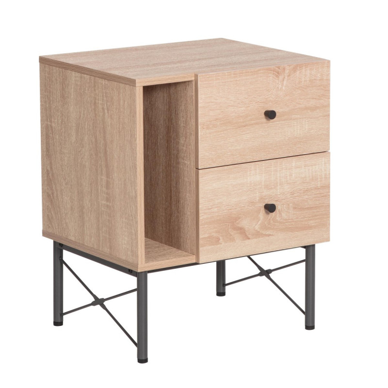 Comodino Arcadia 1 Vano A Giorno E 2 Cassetti Naturale/grigio Scuro