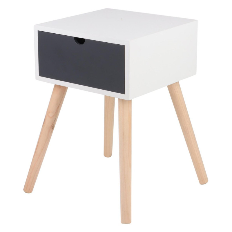 Comodino Flynn 1 Cassetto 29x29x44cm Bianco/Grigio Moderno