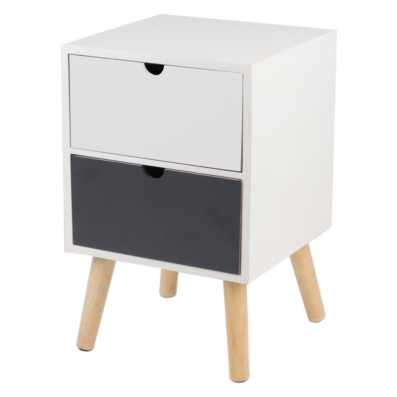 Comodino Flynn 2 Cassetti 29x29x45cm Bianco/Grigio Moderno