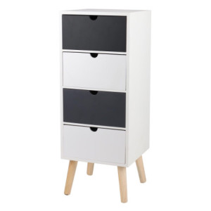 Mobiletto Flynn 4 Cassetti 29x29x76 Bianco/grigio