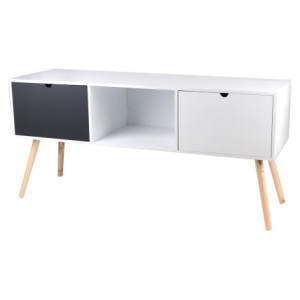 Mobiletto Flynn 2 Cassetti E 1 Vano A Giorno 120x38x57 Bianco/grigio