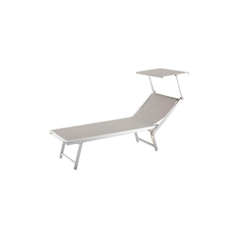 Lettino Con Parasole 185x71x41 Grigio Melange