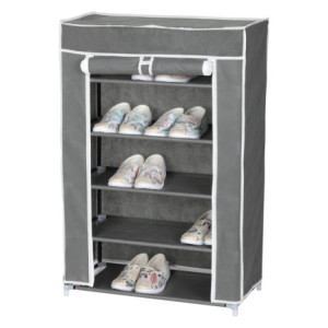 Scarpiera Armadio In Tnt 5 Ripiani Con Struttura Metallo 61x30x90 Cm Grigio