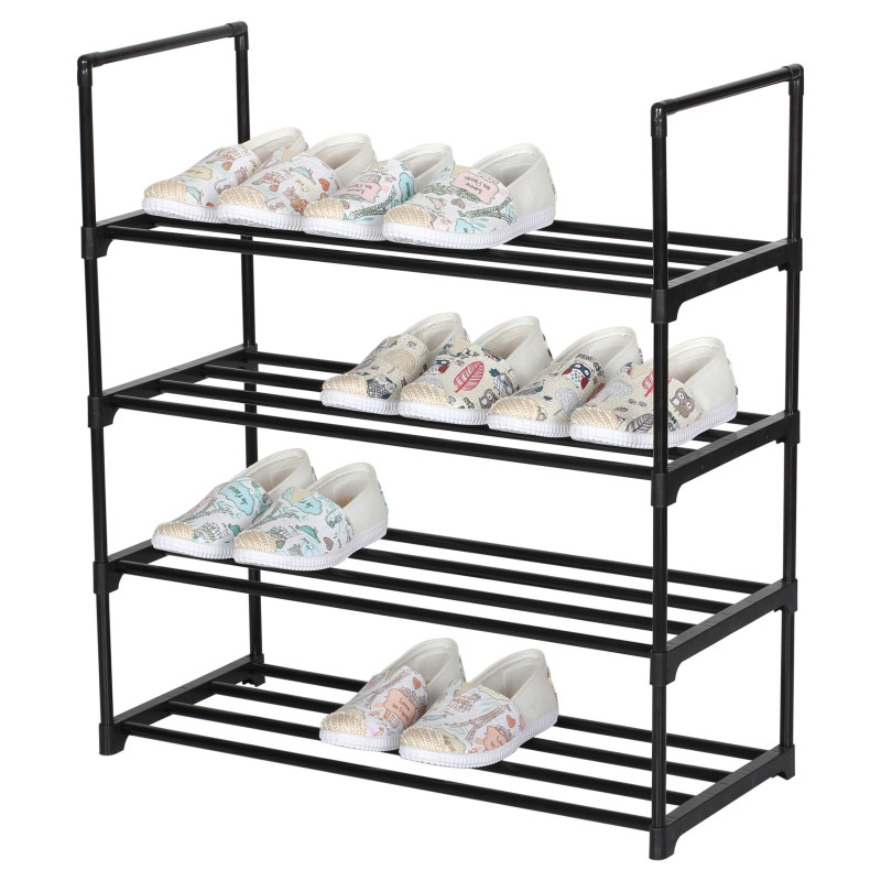Scarpiera Scaffale 4 Ripiani Metallo Nero 65,5x29,5x72cm Moderna