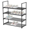 Scarpiera Scaffale 4 Ripiani Metallo Nero 65,5x29,5x72cm Moderna