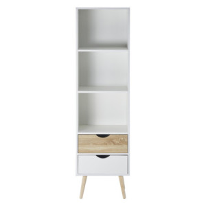Zoom Colonna Bolt 2 Cassetti E 3 Vani A Giorno 48x40x170 Bianco/naturale