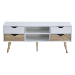 Zoom Porta Tv Bolt 4 Cassetti E 2 Vani A Giorno 120x40x45 Bianco/naturale