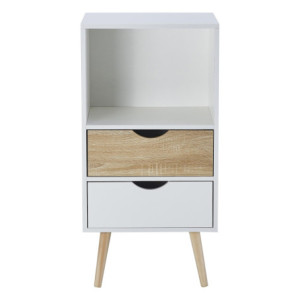 Zoom Mobiletto Bolt 2 Cassetti E 1 Vano A Giorno 48x40x94 Bianco/naturale