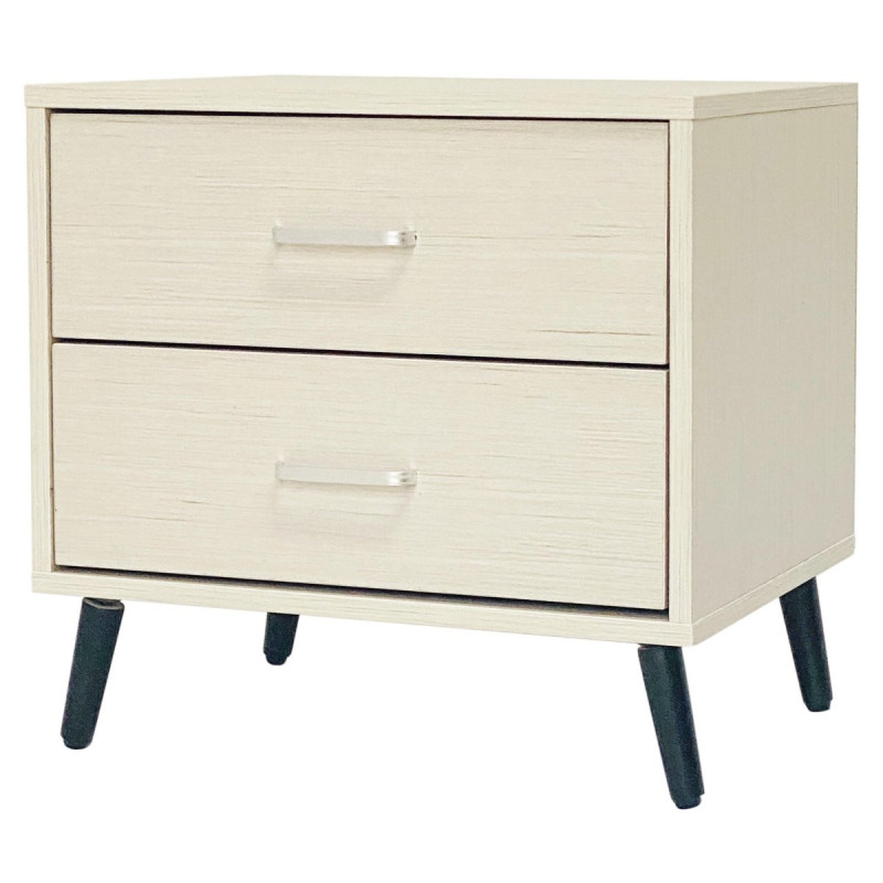 Comodino Phoenix 2 Cassetti 48x38x50cm Bianco Legno