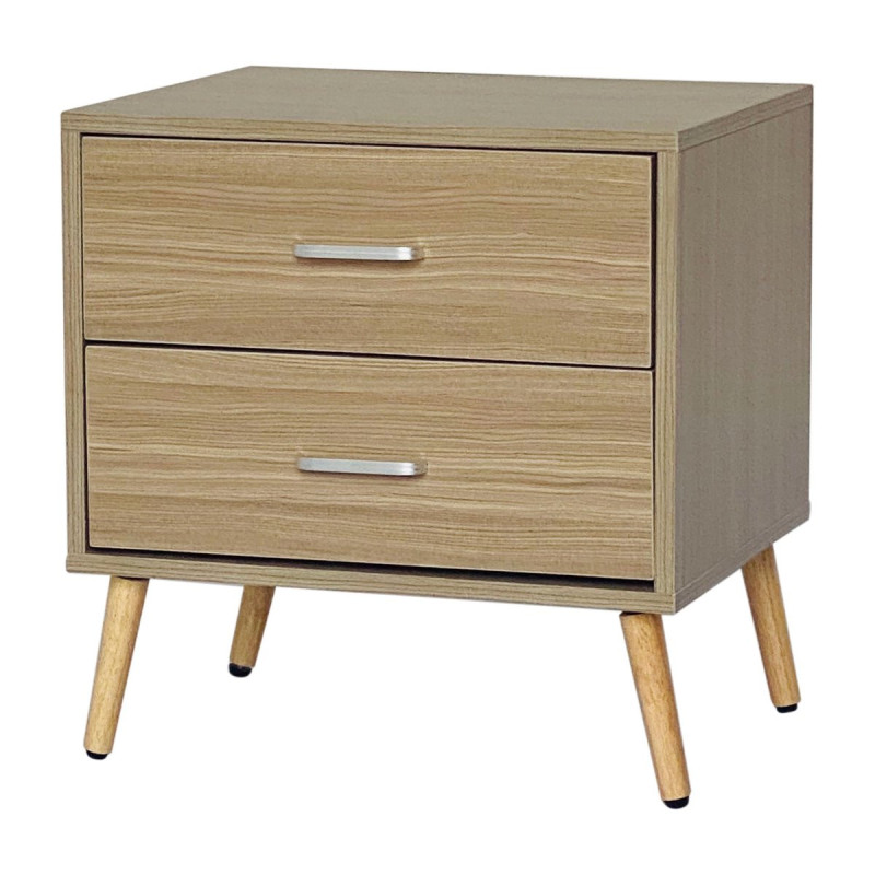 Comodino Phoenix 2 Cassetti 48x38x50cm Legno Marrone Moderno