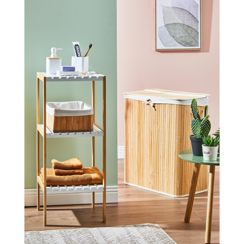 Portabiancheria Pieghevole Bamboo 2 Scomparti 52x32x63cm: Pratico e Naturale