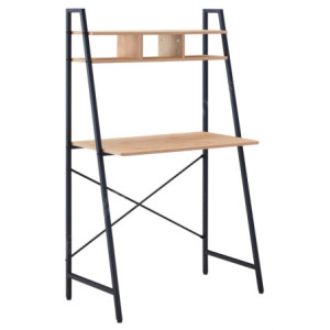 Scrivania Con Mensola Donnie 84x44x142 Legno Naturale/grigio Scuro