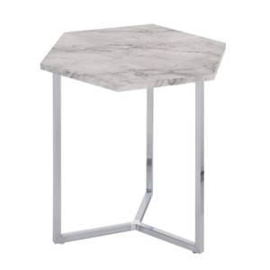 Tavolino Hexa Bianco+cromato 48x41x46