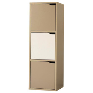 Mobiletto 3 Ante Miracle Tortora + Bianco Legno