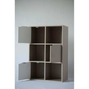 Zoom Libreria 3 Ante+3 Vani Miracle Cemento+bianco