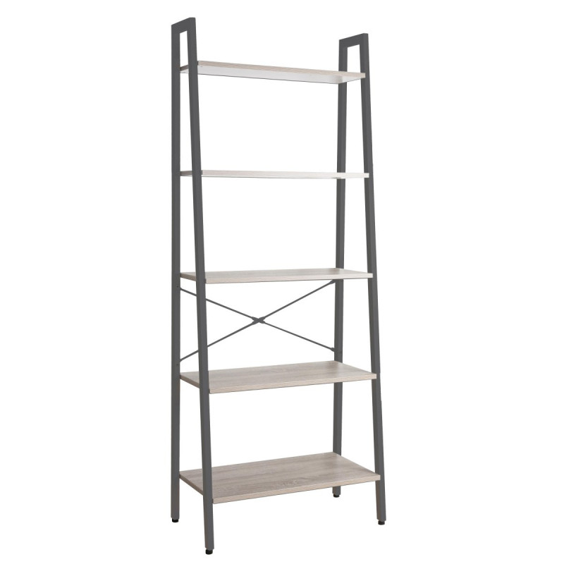 Libreria 5 Scaffali Lilas Legno Naturale/Antracite 64x34x164