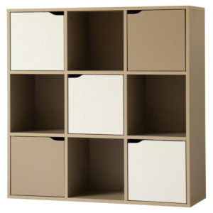 Libreria 5 Ante+4 Vani Miracle Tortora + Bianco Legno