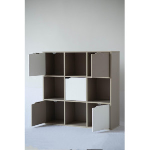 Zoom Libreria 5 Ante+4 Vani Miracle Tortora + Bianco Legno