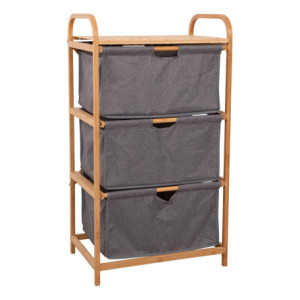 Cassettiera 3 Cassortiti Nakhon H90 Bamboo+tessuto Grigio