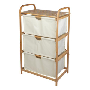 Zoom Cassettiera 3 Cassortiti Nakhon H90 Bamboo+tessuto Grigio