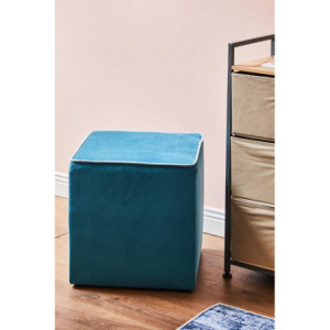 Zoom Pouf Zeno Velluto Ottanio+bdo Azzurro