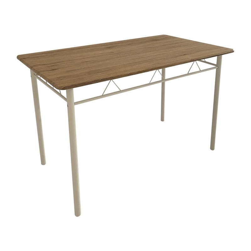 Tavolo Cecilia MDF Naturale e Metallo Bianco 120x70x74cm