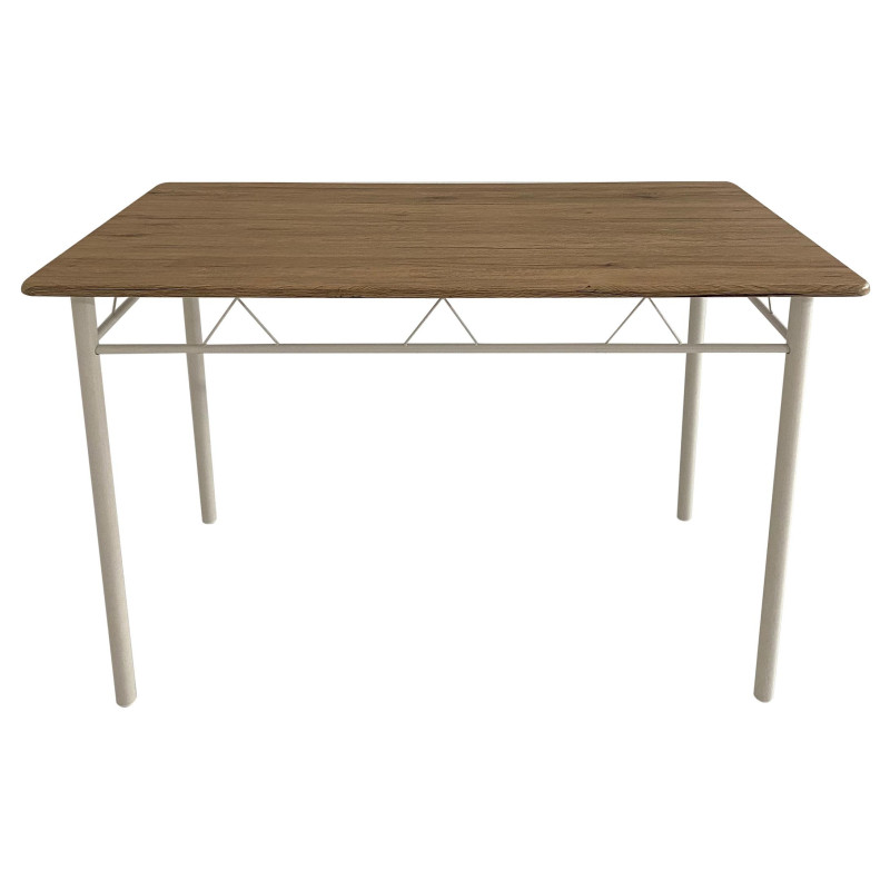 Tavolo Cecilia MDF Naturale e Metallo Bianco 120x70x74cm