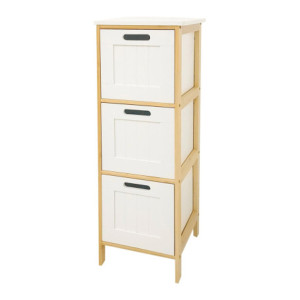 Cassettiera Levia 3 Cassetti In Mdf Bianco E Bamboo