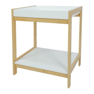 Mobiletto Levia 1 Contenitore E 1 Ripiano In Mdf Bianco E Bamboo