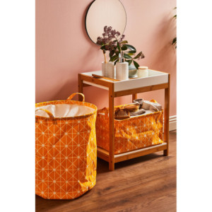 Zoom Mobiletto Levia 1 Contenitore E 1 Ripiano In Mdf Bianco E Bamboo