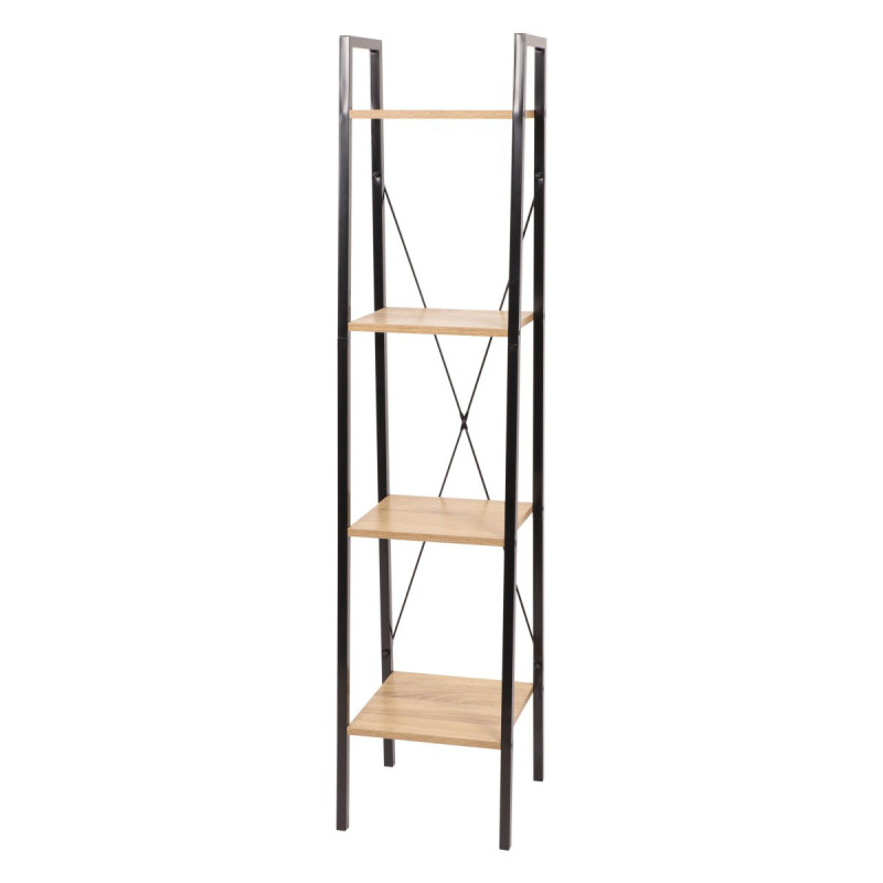 Libreria 4 Ripiani Hamilton Metallo Nero Legno 34x32,5x148cm