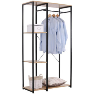 Porta Abiti Con 3 Ripiani Hamilton Metallo Nr/legno Trattato Naturale 90x40x166 8cm