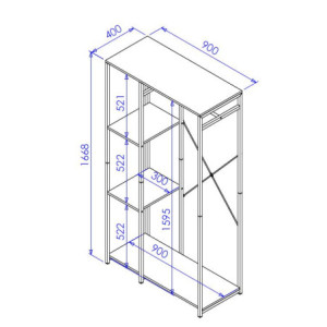Zoom Porta Abiti Con 3 Ripiani Hamilton Metallo Nr/legno Trattato Naturale 90x40x166 8cm