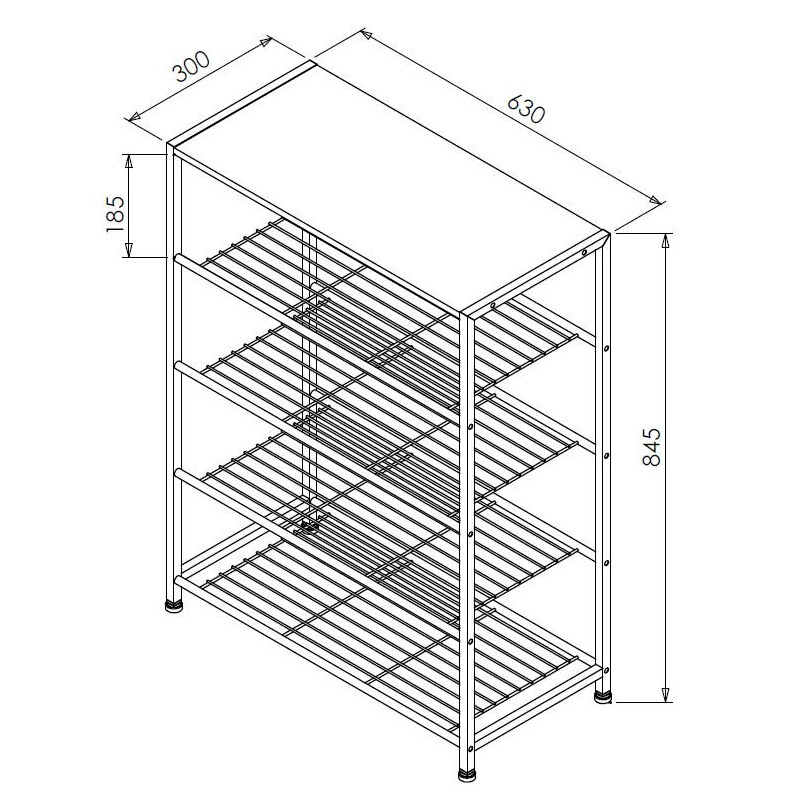 Scarpiera 5 Ripiani Legno Naturale Metallo Nero 63x30x83cm