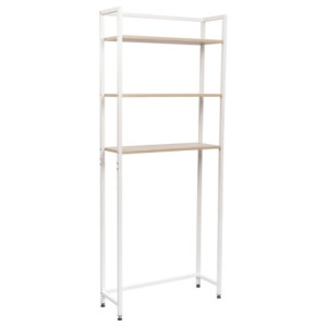 Mobile Lavatrice Janet 3 Ripiani Metallo Bianco Legno 68x24x165cm