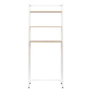 Zoom Mobile Lavatrice Janet Con 3 Ripiani Metallo Bianco /legno Trattato Naturale 68x24x165cm