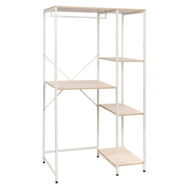 Mobile Lavatrice Janet 4 Ripiani Metallo Bianco Legno 100x60x177cm