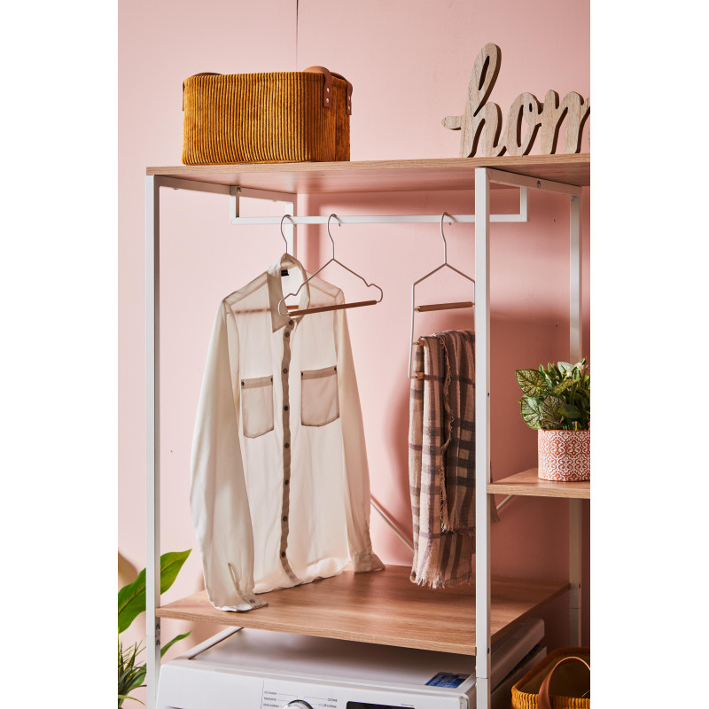 Mobile Lavatrice Janet 4 Ripiani Metallo Bianco Legno 100x60x177cm