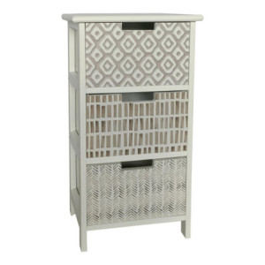 Cassettiera 3c Fez Bianco Con Cassetti Etnici Beige 
34x25x62cm