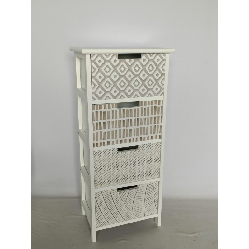 Cassettiera 4C Fez Bianco Cassetti Etnici Beige 34x25x78cm