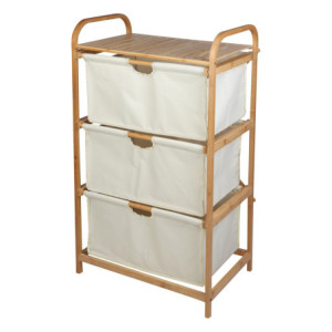 Cassettiera 3 Cassortiti Nakhon H90 Bamboo+tessuto Beige