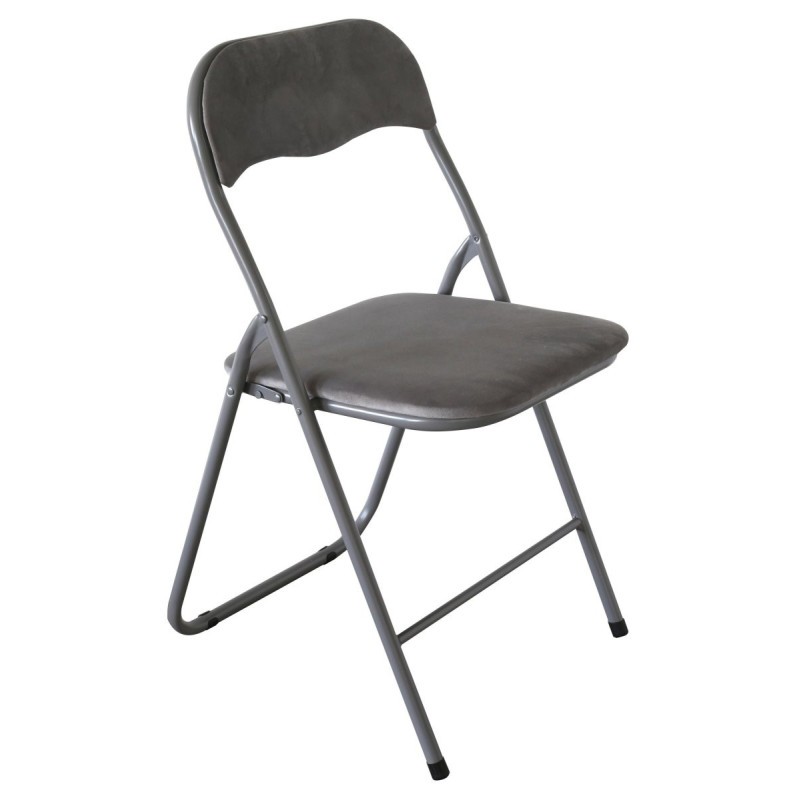 Set di 6 Sedie Pieghevoli Amanda Velluto Grigio Struttura Grigia