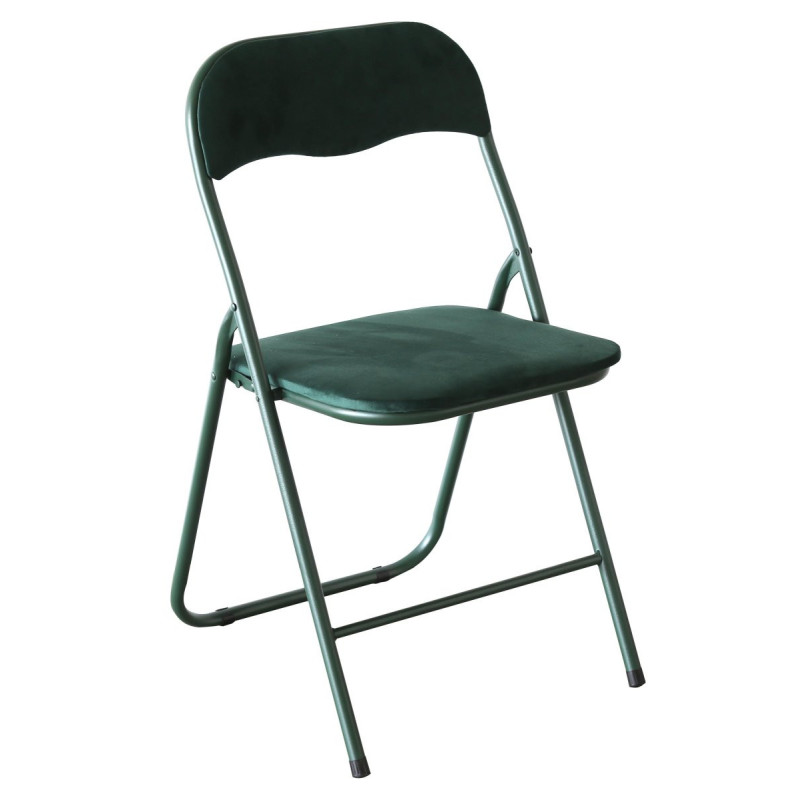 Set di 6 Sedie Pieghevoli Amanda Velluto Verde Scuro Struttura Verde