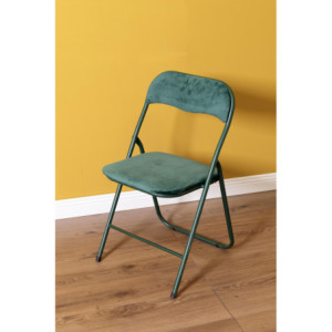 Zoom Sedia Pieghevole Amanda In Velluto Verde Scuro Struttura Verde Scuro