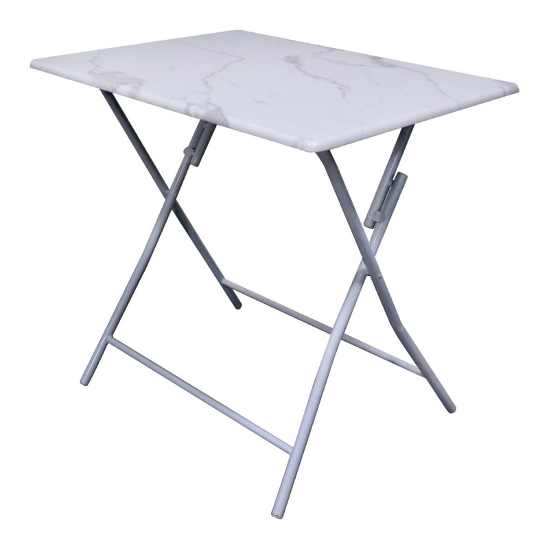 Tavolo Pieghevole Cor 80x60 Bianco Marmo Struttura Bianca