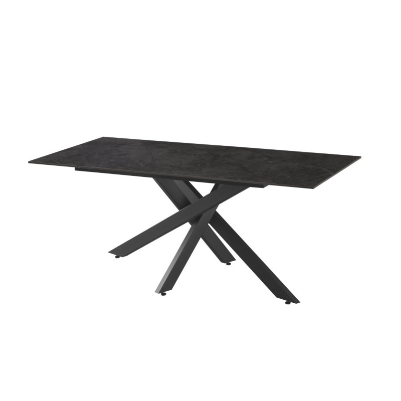 Tavolo Becker 180x90x76cm Top In Ceramica A Mano Nero Marmo Opaco Gambe Nere