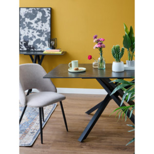 Zoom Tavolo Rettangolare Astor 160x90x75cm Top Ceramica Amica Nero Marmorizzato