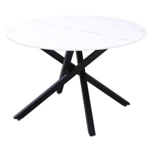 Tavolo Rotondo Astor ø120x75cm Top Ceramica Amica Bianco Marmorizzato